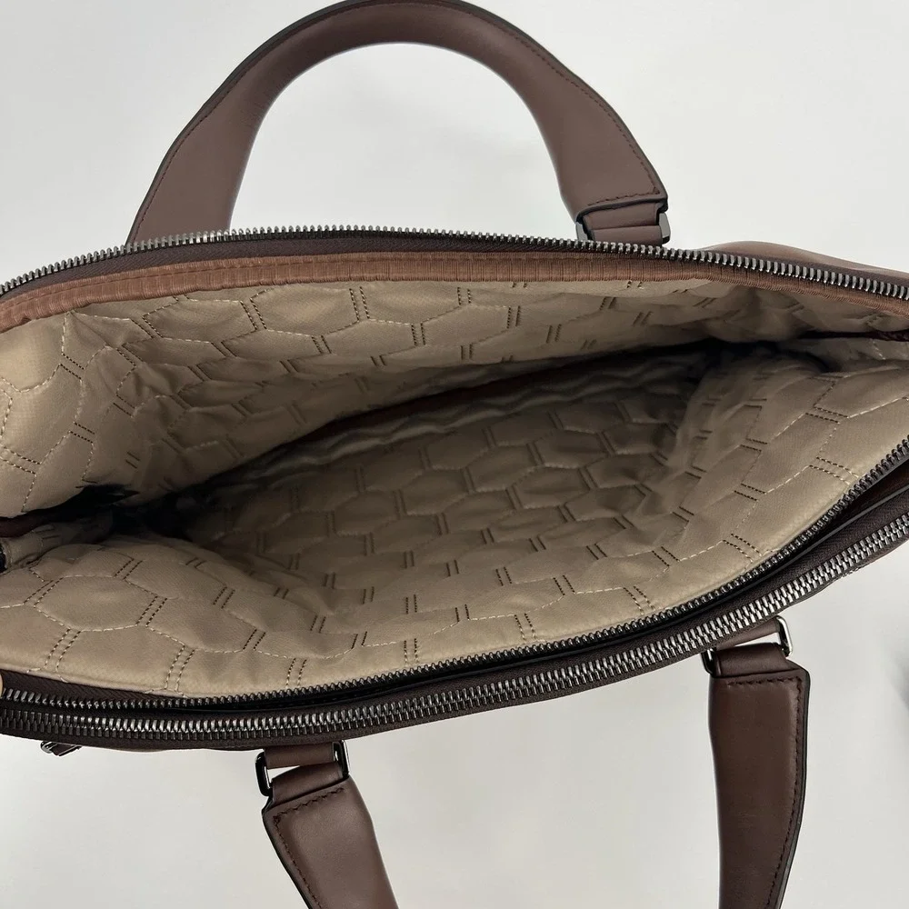 NEW TUMI Harrison SYCAMORE Slim 100% Leather Laptop Brief Briefcase COGNAC BROWN